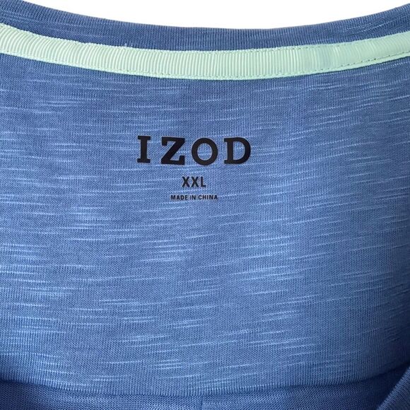 Izod Womens Top XXL Blue Cactus Printed Tee T-Shirt Cap Sleeve Twist Hem Tunic - Picture 7 of 13